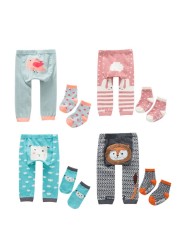 2pcs/set Cartoon Baby Boys Girls Leggings Autumn Winter Warmer Cotton PP Pants Trousers + Tights Infant Tollder Clothes Clothes