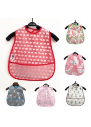 Baby Sleeves Waterproof Bib Cartoon Pattern Lunch Feeding Scarf Soft Cotton Baby Bibs EVA Layer Adjustable Saliva Cloth