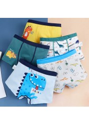 4pcs Boys Boxer Briefs Kids Cotton Underwear 2021 Set Baby Underpants Cartoon Dinosaur Print Soft Children Breathable Briefs