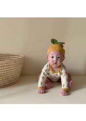 MILANCEL Newborn Baby Clothes Lemon Print Baby Clothes Cute Baby Hat Indoor Baby Clothes Set