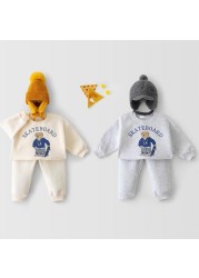 2022 Spring New Baby Girls Cute Bear Fashion Letter Sets Boys Long Sleeve Casual Top + Pants 2pcs Kids Clothes Sport Suit