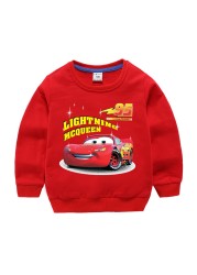 Autumn Children Girls Clothes Cartoon Lightning McQueen Cars Printed Long Sleeve Sweatshirt Casual Teenagers Boys Tops