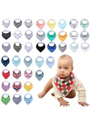 12packs/lot 100% Cotton Bandana Bibs for Drooling Teething Newborn Infant Adjstable Snaps Absorbent Baby Bibs