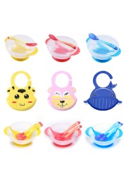 Baby Dish Set Training Bowl Spoon Cutlery Set Dinner Bowl Learning Dishes With Suction Cup Children Training Dinnerware