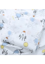 Baby Muslin Soft Cotton Receiving Blanket Infants Cartoon Printed Swaddle Wrap