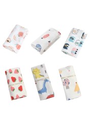 Soft Cotton Muslin Baby Receiving Blanket Infant Cartoon Printed Swaddle Wrap