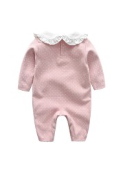 Baby Clothes Autumn Spring One Piece Cute Dot Baby Romper With Headband Baby Girl Clothes