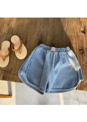 2022 summer new children's denim shorts cotton shorts kids outdoor casual pants baby boys and girls hemming short pants