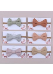 Baby Girls Elastic Bow Headband Solid Color Bowknot Hair Band Turban Soft Cotton Headwear Hair Accessories For Newborn Babies