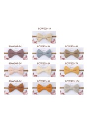 Baby Girls Elastic Bow Headband Soft Cotton Solid Color Fashion Princess Bowknot Hair Band Newborn Toddler Kids Headwear Hair AC