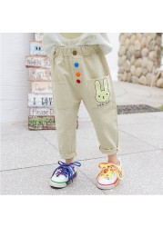 Kids Long Denim Pants Baby Jeans For Girls Spring Autumn Cartoon Jeans Baby Girl Casual Style Toddler Children Trousers