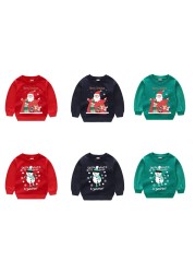 Christmas Children's Clothing Boys Girls Sweater Long Sleeve Sweatshirts Pullover Tops Cartoon Santa Snowman Print