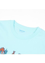 Hnne 2021 Summer New Cartoon Letter Print T-shirt Children 100% Cotton Breathable Kids Tops Unisex Boys Girls Tshirt HK210425