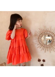 Children Summer Dress 2021 Kids Clothes Girls Ruched Princess Dresses Baby Girl Evening Party Dress Girl Clothes Children Dresses