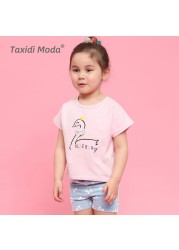 Cotton Print T-shirt Toddlers For Little Girl Drawing Kawaii Tshirt Kids Clothes Designer Summer Short Sleeve T-shirt