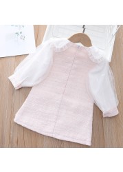 Sweet Girls Dress Spring Autumn Gauze Long Sleeve Elegant Princess Dresses For Kids Children Clothing