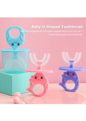 Baby Oral Toothbrush Children's Dental Oral Care Cleaning Brush Simple Silicone Infant Newborn U-shaped Teethbrushes With Cover