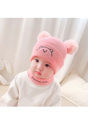 Cartoon Wool Knitted Cute Beanies Hat Fashion Baby Kids Knitted Winter Hat Cute High Elastic Warm Hat for Girls Boys