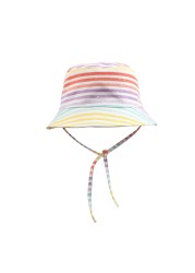 Spring Summer Sun Shading Fisherman Hat Kids Rainbow Stripe Bucket Cap Child Adjustable Portable Hat