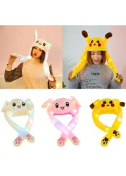 Lovely Luminous/No Light Plush Rabbit Hat Funny Play Toy Up Down Moving Rabbit Ears Air Cushion Toy Hat Girlfriend Kids Gifts 1pc