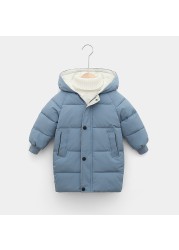 Toddlers Winter Cotton Padded Coat Long Warm Thicken Cotton Padded Long Jacket Toddler Kids Outerwear