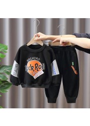 Boy's new autumn handsome sports letter printing two-piece suit