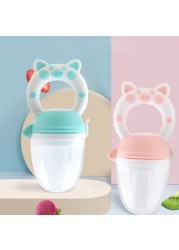 Baby Pacifier Feeder Cute Cartoon Baby Fresh Food Teether Infant Handle Fruit Feeding Nipple Bitable With Chian Pacifier