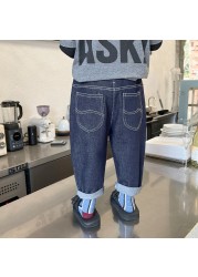 2022 Spring Children's Textured Navy Blue Denim Trousers Little Boy Wear 2-22