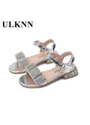 Summer 2022 Fashion Student Girls Sandals New Rhinestone Embroidery Princess Sandals Beach Shoes Wholesale A1223