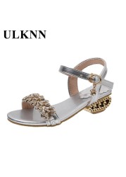 New Girl Roman Sandals Children 2022 Rhinestone Silver Buckle Baby Shoes With Low Peep Toe Sandal Shoes Children Birthday Gift