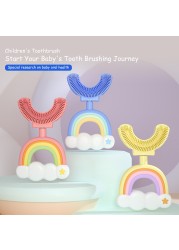 Children Silicone Toothbrush U Shape Rainbow Clouds 360 Degree Soft Teeth Brushing 2 - 12Y Toddlers Oral Teeth Cleaning