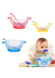 Children's Plate Suction Cup Bowl Infant Toddler Baby Baby Feeding Training Bowl Cartoon Binaural Baby Feeding Tableware