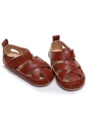 Summer Infant Sandals Children Kids Baby Girls Boys Hollow Out Cross Strap Leather Beach Roman Sneaker