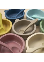 Wholesale new customized animal shaped bowl soft foldable baby spoon food grade waterproof silicone baby tableware