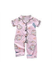 Summer 2pcs/set Kids Boys Short Sleeve Tops+Pants Sleepwear Cartoon Pajamas Home Children Girls Set 2-7 Years Kids