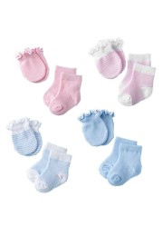 4 Pairs/Set Newborn Baby Socks Gloves Anti-scratch Breathable Gloves Stocking