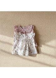 Korean Floral Children Dresses For 0-3Y Summer Cotton Girl Dress Toddler Sweet Princess Dress Toddler Baby Girl Clothes