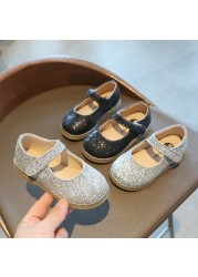 Girls leather shoes peas shoe 2021 spring new children's casual kids student performance lace-up single shoes