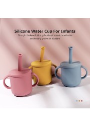 150ML Baby Feeding Drinkware Straw Cup Baby Learning Feeding Bottles Anti-Hot Leakproof Silicone Tableware Toddler Water Bottle