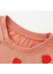 Summer Kids Girl Clothes Baby Strawberry Round Neck T-shirt Tops for Toddler Girls Baby Cloth Tee Outfits Casual Sports T Shirts
