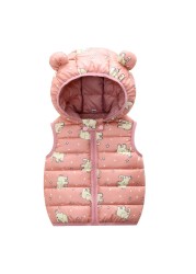 Children Outerwear Baby Girl Clothes Winter Boy Vest Autumn Clothes Infant Waistcoat Dinosaur Sleeveless Toddler Hooded Cotton Coat