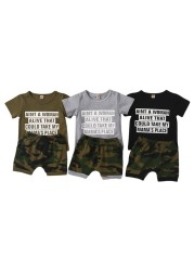 Summer Children Boy Letter Print T-shirt + Shorts Set Summer Camouflage Kids Boys Clothes Sets Baby Sets 1-3 Years For Baby