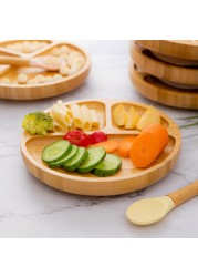 1 Set Baby Feeding Bamboo Bowl With Leak Proof Silicone Spoon Dinner Plate Baby Feeding Dinnerware Toddler Baby Tableware Set