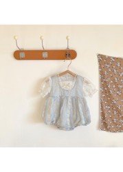 2022 Summer Retro Baby Girls Newborn Lace Lolita Clothes Cute Cotton One Piece Jumpsuits For Babies