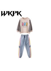 WKPK 4-18Year Girl Clothes New Spring Autumn Outdoor Casual Fashion Children Sportswear Cotton Comfortable Soft Kids Clothes