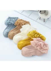 Kids Breathable Socks Cotton Lace Ruffle Princess Mesh Socks Children Ankle Short Sock Toddler Girls Kids Toddler