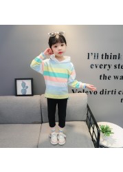 Toddler Girls Clothes Sets Kids 2022 Fashion Infant Spring Autumn 2pcs Cotton Outfits Striped Hoodie Tops+ Pants Baby Tracksuits