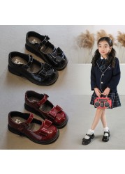 Bow-knot Girls School Leather Shoes Spring Autumn Kids Baby Girls Shoes Bow Children Performance Shoes Soft-soled Single Shoes