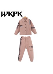 WKPK Spring Autumn Fashion Casual Girls Clothing Sets 4-18 New Kids Tracksuits Kids Comfortable Tracksuit Outdoor Family Tracksuit
