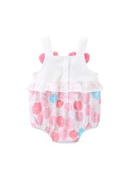 LAUDKA 0-24M Summer Newborn Girls Underwear Baby Jumpsuits Printed Bowknot Cotton Princess Party Clothes For Newborn Baby 2022